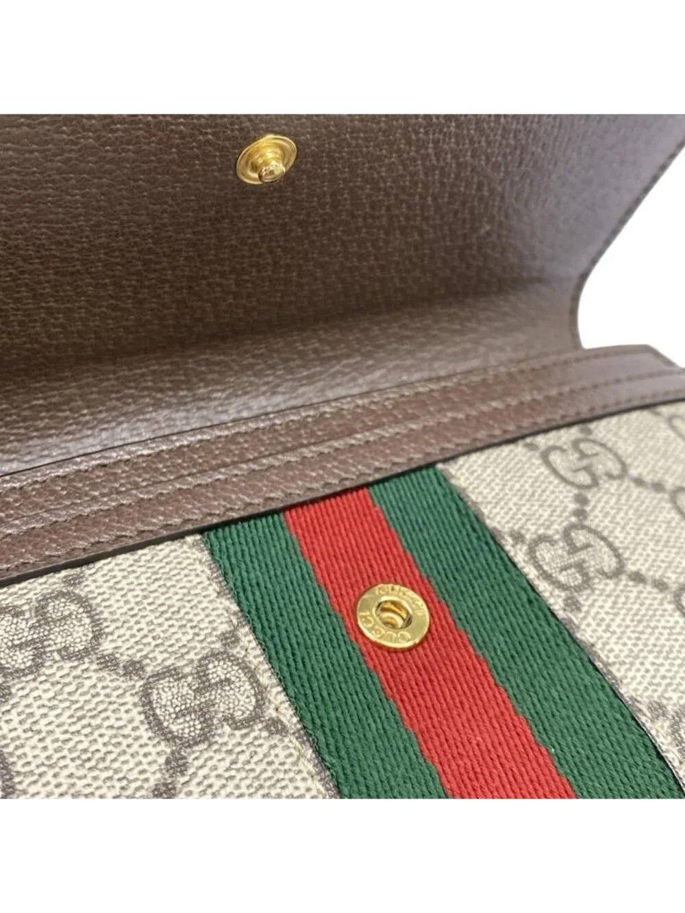 ★SOLD★ Gucci Wallet Ophidia Beige Ebony Dark Brown Leather - Picture 11 of 13